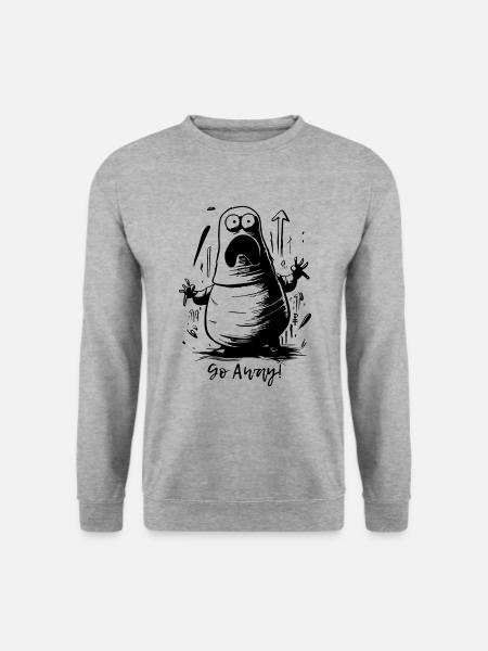Ängstliches, lustiges, molliges Monster, Geh weg - Unisex Pullover - Weißgrau meliert