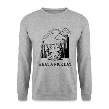Cat passe une belle journée en ville - Sweat-shirt Unisexe - gris chiné - Devant - Alina (178cm) & Michal (187cm)