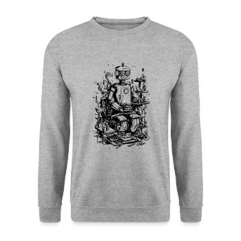 Scrap Garbage Workshop Garages Robot - Unisex Sweatshirt - salt & pepper - Front - Alina (178cm) & Michal (187cm)