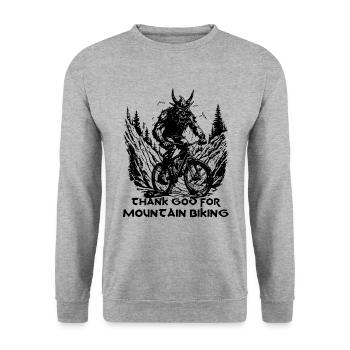 Dieu merci, Devil ride Mountaibike - Sweat-shirt Unisexe - gris chiné - Devant - Alina (178cm) & Michal (187cm)