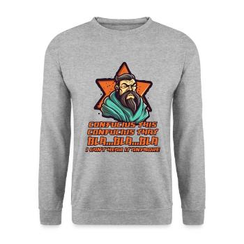 Confucius has had enough of Proverbs - Unisex Sweatshirt - salt & pepper - Front - Alina (178cm) & Michal (187cm)