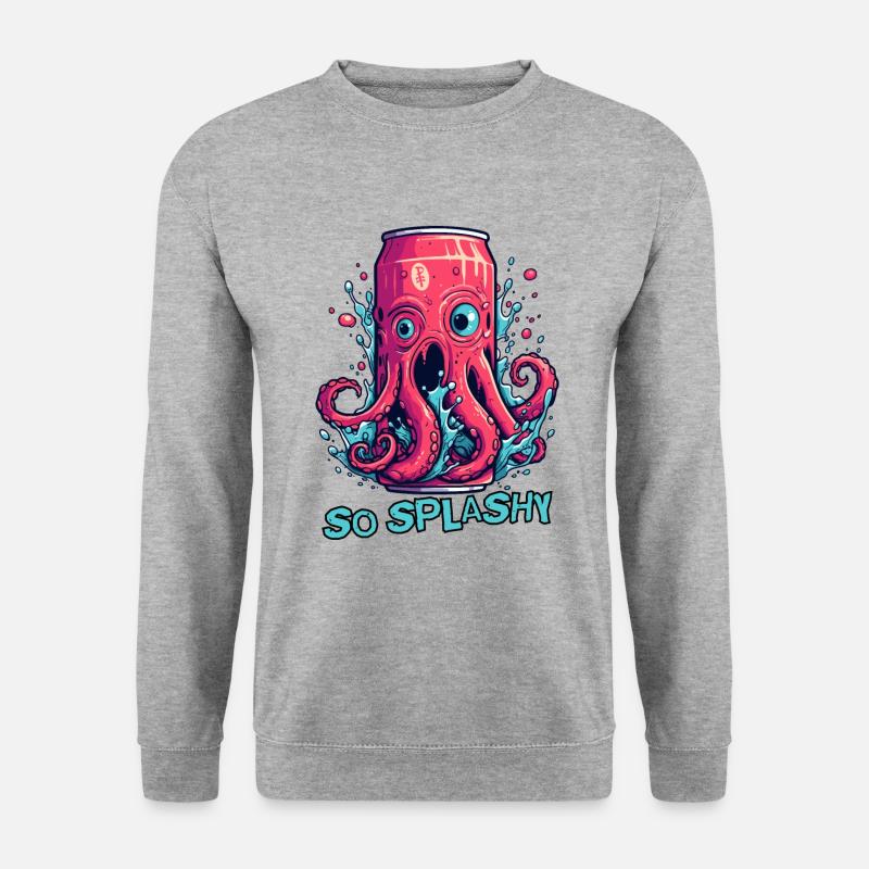 Spritziger Krake-Soda-Drink, so spritzig - Unisex Pullover - Weißgrau meliert