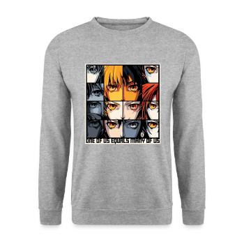 One of us equals many of us, we are many - Unisex Sweatshirt - salt & pepper - Front - Alina (178cm) & Michal (187cm)