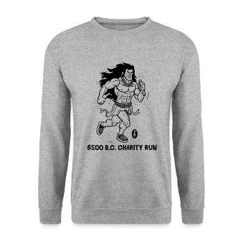 Cartoon Caveman: Charity Run Jogging - Unisex Sweatshirt - salt & pepper - Front - Alina (178cm) & Michal (187cm)