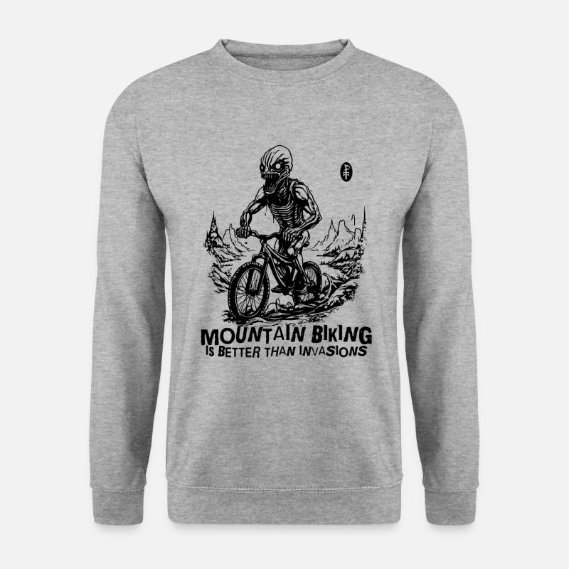 Eindringling Außerirdischer: Mountainbike Invasion - Unisex Pullover - Weißgrau meliert