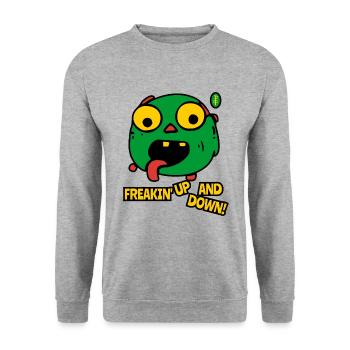 Freakin' Up and Down Cartoon Monster - Unisex Sweatshirt - salt & pepper - Front - Alina (178cm) & Michal (187cm)
