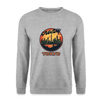 Verrücktes Tokyo - Unisex Pullover - Weißgrau meliert - Vorne - Alina (178cm) & Michal (187cm)