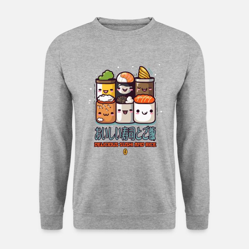 Leckeres Sushi und Reis - Unisex Pullover - Weißgrau meliert