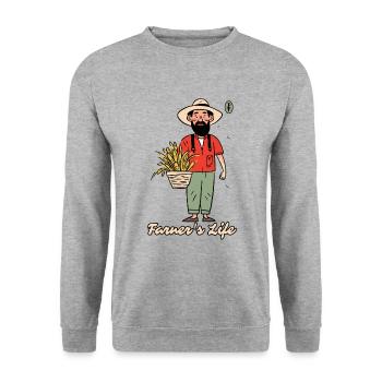 Leben eines Landwirts, der Bauer - Unisex Pullover - Weißgrau meliert - Vorne - Alina (178cm) & Michal (187cm)