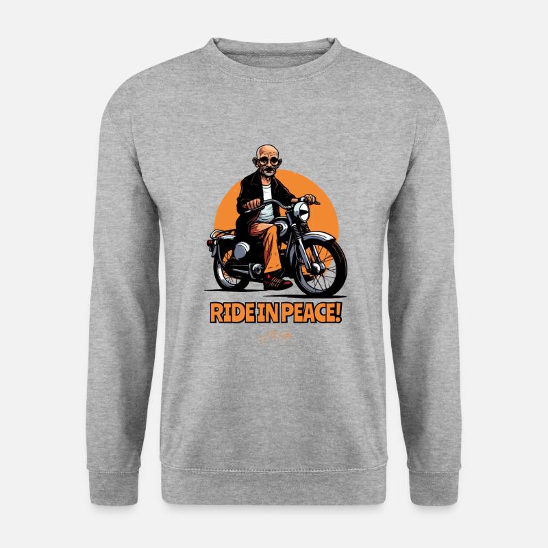 Fahre in Frieden, Motorradfahrer - Unisex Pullover - Weißgrau meliert