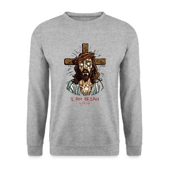 Ich bin nicht Brian, der Jesus-Typ - Unisex Pullover - Weißgrau meliert - Vorne - Alina (178cm) & Michal (187cm)
