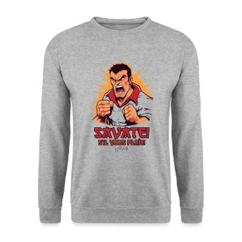 French Martial Art Savate - Unisex Sweatshirt - salt & pepper - Front - Alina (178cm) & Michal (187cm)