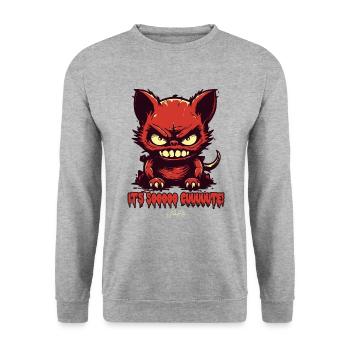 Cute kitten: is a horror cat - Unisex Sweatshirt - salt & pepper - Front - Alina (178cm) & Michal (187cm)