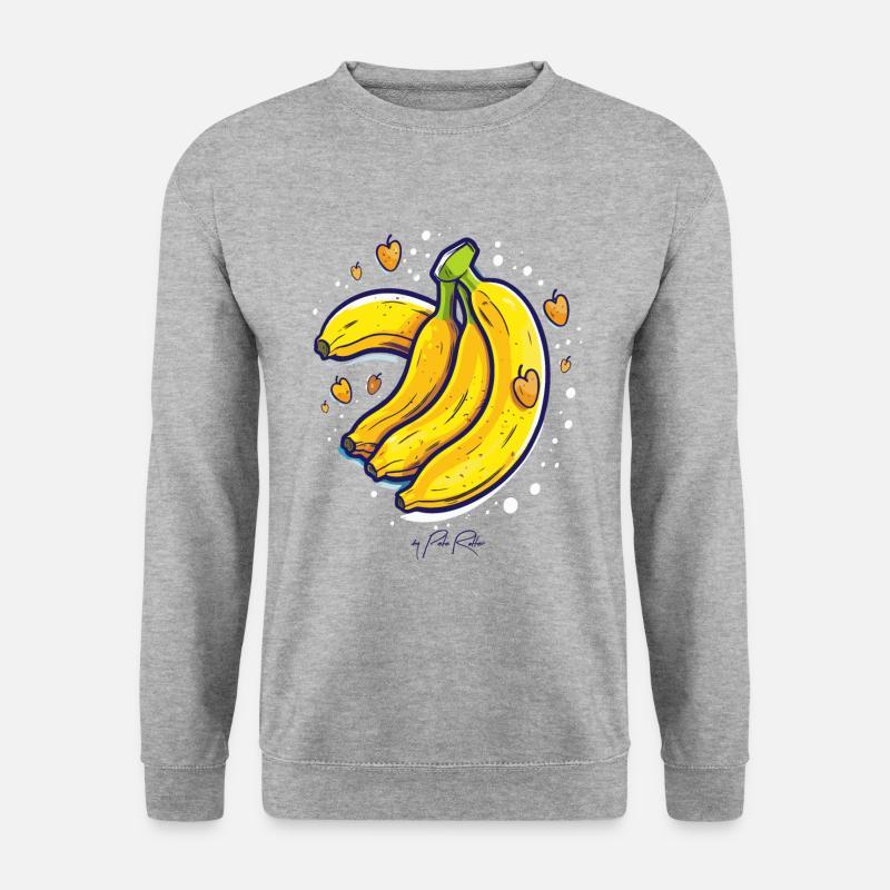 Niedliche Herzen und liebe Bananen - Unisex Pullover - Weißgrau meliert
