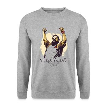 Successful and still alive, but dead inside - Unisex Sweatshirt - salt & pepper - Front - Alina (178cm) & Michal (187cm)