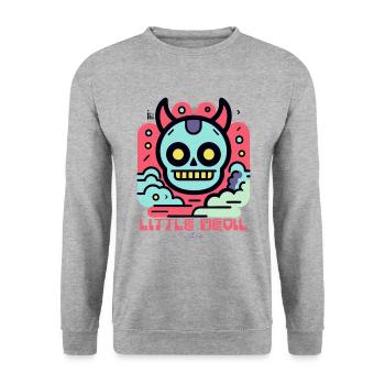 Modern Cartoon Style: Little Devil - Unisex Sweatshirt - salt & pepper - Front - Alina (178cm) & Michal (187cm)