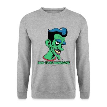 Wie man gut aussieht: Attraktiver Cartoon-Mann - Unisex Pullover - Weißgrau meliert - Vorne - Alina (178cm) & Michal (187cm)
