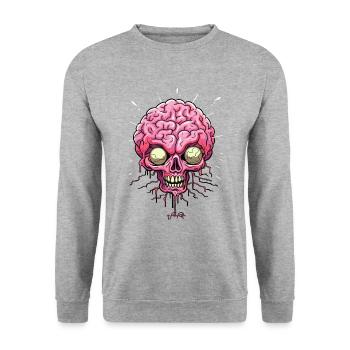 No Brainpower: A Super Alien Zombie Brain - Unisex Sweatshirt - salt & pepper - Front - Alina (178cm) & Michal (187cm)
