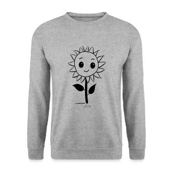 Cheerful Sunflower - Unisex Sweatshirt - salt & pepper - Front - Alina (178cm) & Michal (187cm)