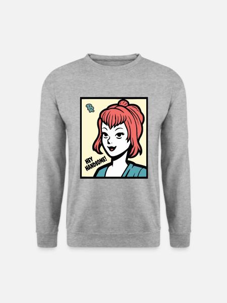 Hey, Hübscher! sagt eine bezaubernde Dame - Unisex Pullover - Weißgrau meliert