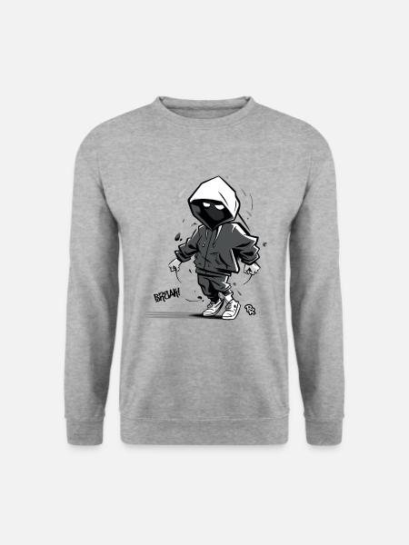 Hip-Hop, Graffiti, Breakdance der 90er - Unisex Pullover - Weißgrau meliert