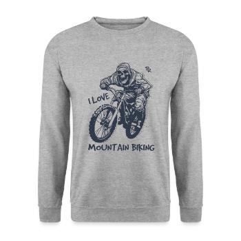Cycling skeleton, I love mountain biking - Unisex Sweatshirt - salt & pepper - Front - Alina (178cm) & Michal (187cm)