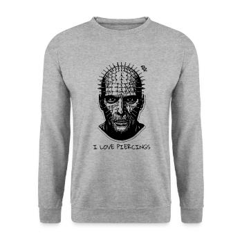 I LOVE PIERCINGS - Unisex Sweatshirt - salt & pepper - Front - Alina (178cm) & Michal (187cm)