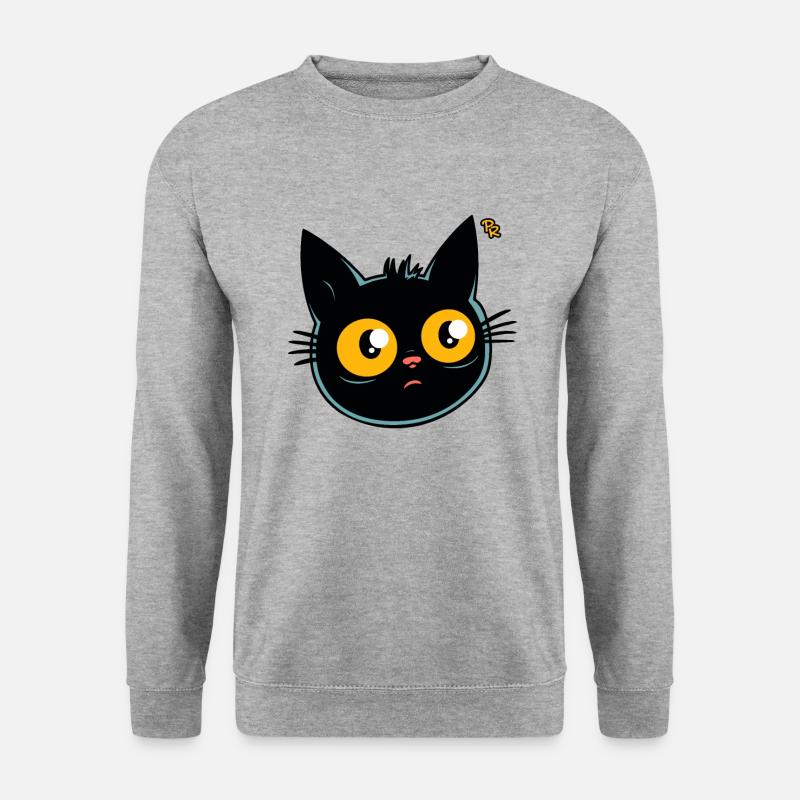 Cartoon-Katze - Unisex Pullover - Weißgrau meliert