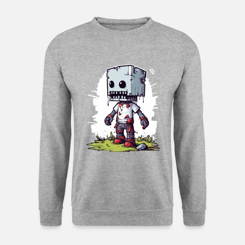 Pixeliger Pixel Zombie - Unisex Pullover - Weißgrau meliert