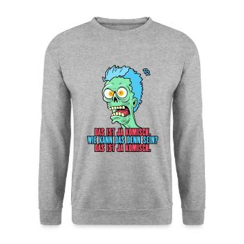 das ist ja komisch, wie kann das denn sein - Unisex Pullover - Weißgrau meliert - Vorne - Alina (178cm) & Michal (187cm)
