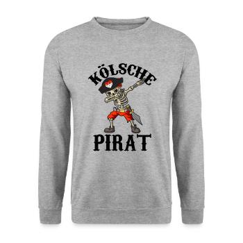 Carnaval Kölle Alaaf Dabbing Squelette Amusant avec Pirate - Sweat-shirt Unisexe - gris chiné - Devant - Alina (178cm) & Michal (187cm)
