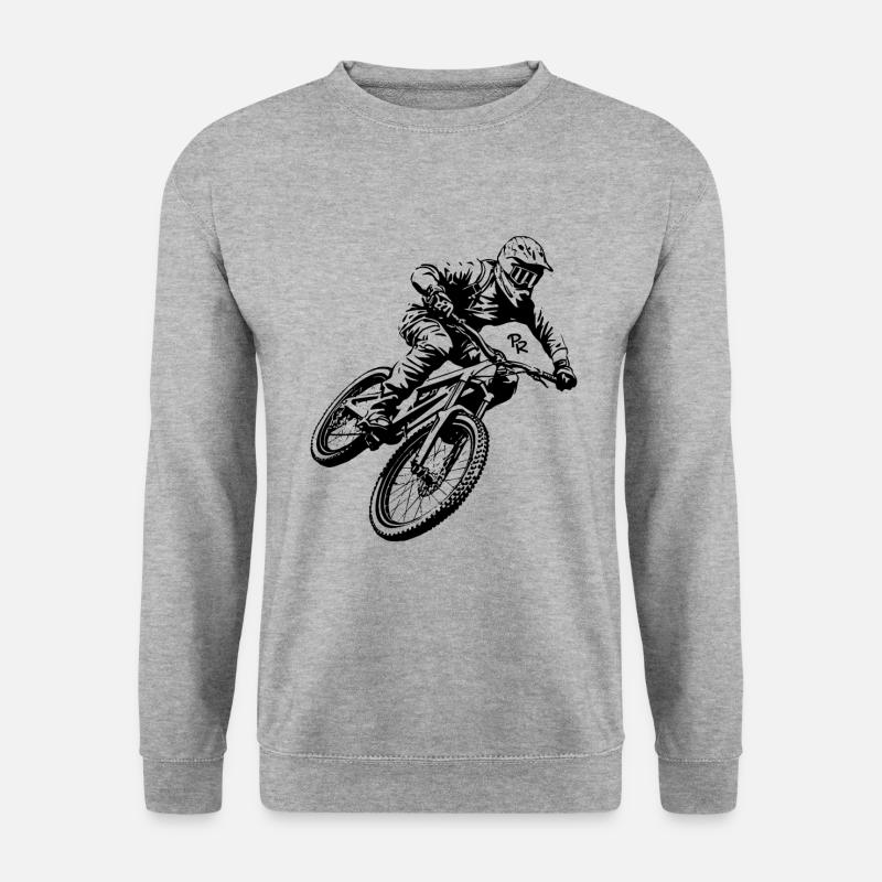 Abfahrt: Mountainbiken bergab - Unisex Pullover - Weißgrau meliert