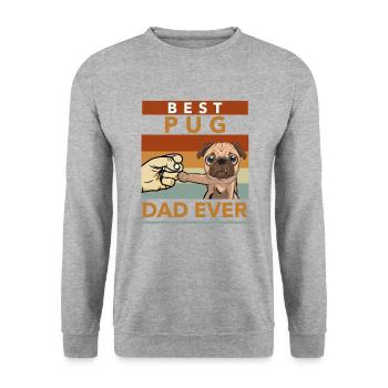 Mops Dad Vater Hund Herrchen lustiger pug Vatertag - Unisex Pullover - Weißgrau meliert - Vorne - Alina (178cm) & Michal (187cm)