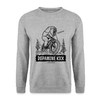 Yeti ressent une poussée de dopamine en faisant du VTT - Sweat-shirt Unisexe - gris chiné - Devant - Alina (178cm) & Michal (187cm)