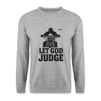 Que Dieu juge, motard à moto rocker - Sweat-shirt Unisexe - gris chiné - Devant - Alina (178cm) & Michal (187cm)