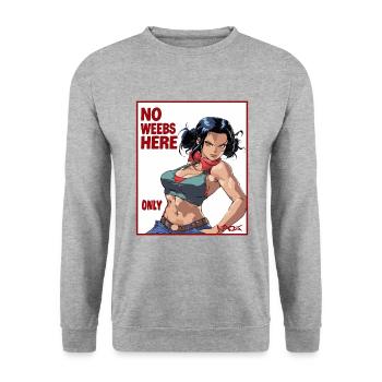 No weebs here, just anime women - Unisex Sweatshirt - salt & pepper - Front - Alina (178cm) & Michal (187cm)