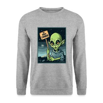 Wir wollen Veränderung, außerirdischer Protest - Unisex Pullover - Weißgrau meliert - Vorne - Alina (178cm) & Michal (187cm)