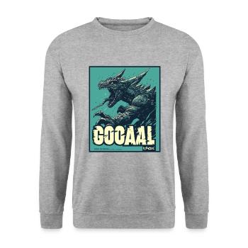 Porte! Kaiju Football Fan - Sweat-shirt Unisexe - gris chiné - Devant - Alina (178cm) & Michal (187cm)