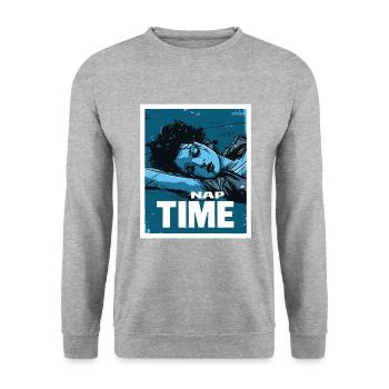 Femme qui dort, sieste de l’après-midi - Sweat-shirt Unisexe - gris chiné - Devant - Alina (178cm) & Michal (187cm)