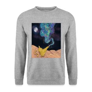 Lampe à huile magique - Mille et une nuits - Sweat-shirt Unisexe - gris chiné - Devant - Alina (178cm) & Michal (187cm)