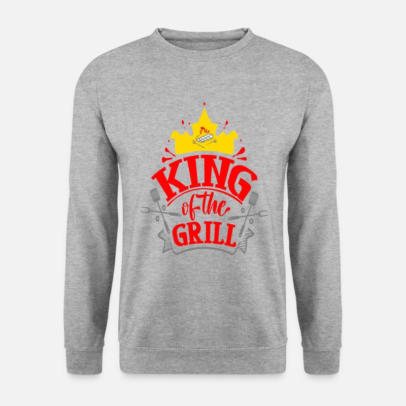 König des Grills - Unisex Pullover - Weißgrau meliert