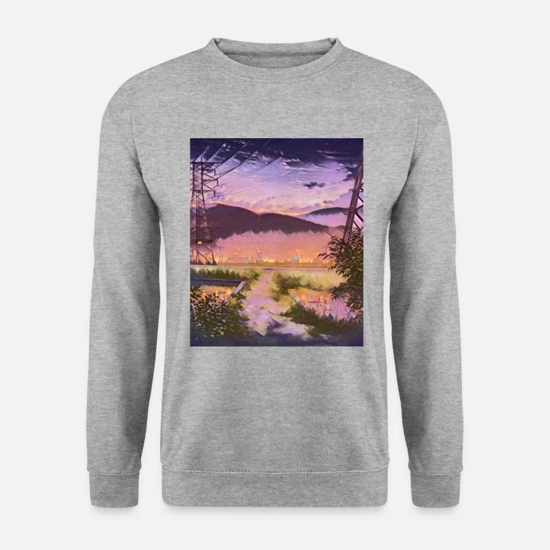 Die japanische Landschaft - Unisex Pullover - Weißgrau meliert