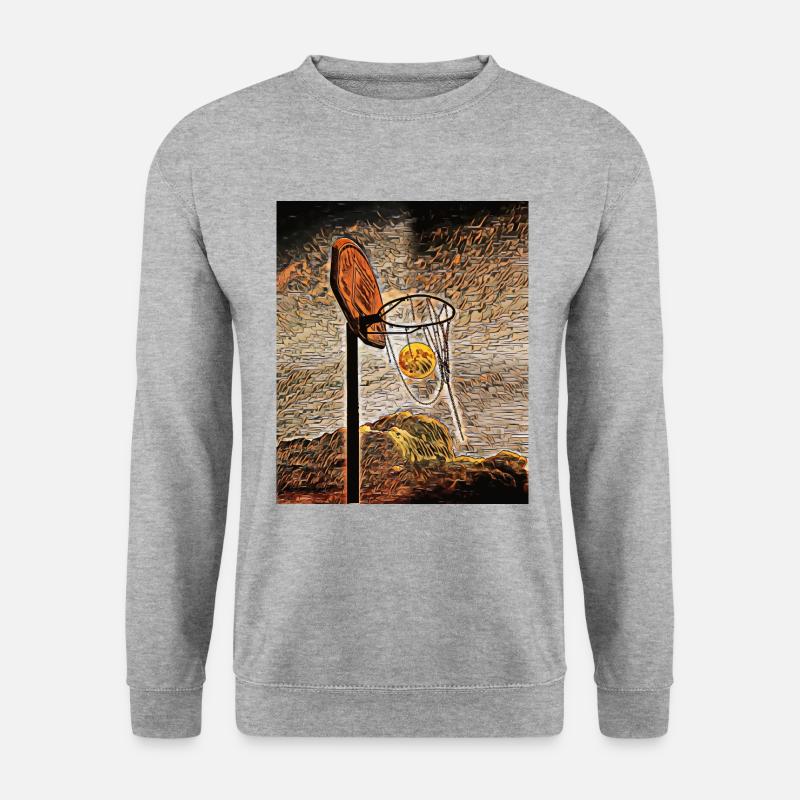 Mondschein-Basketball - Unisex Pullover - Weißgrau meliert