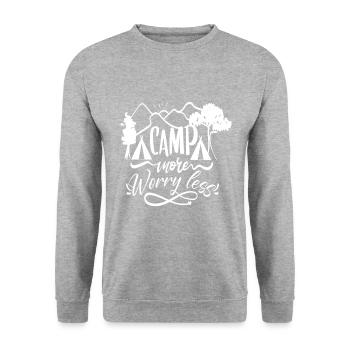 Campez plus, souciez-vous moins - Sweat-shirt Unisexe - gris chiné - Devant - Alina (178cm) & Michal (187cm)