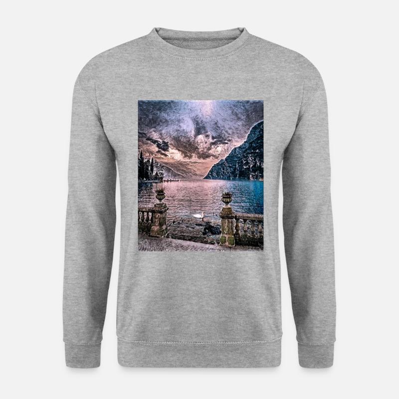 Gardasee, Italien - Unisex Pullover - Weißgrau meliert