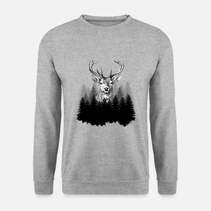 Jäger Bergsteiger Wanderer Hirsch - Unisex Pullover - Weißgrau meliert