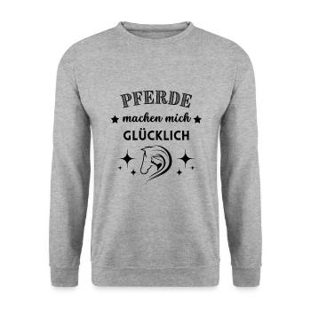 Pferde machen mich glücklich - Unisex Pullover - Weißgrau meliert - Vorne - Alina (178cm) & Michal (187cm)