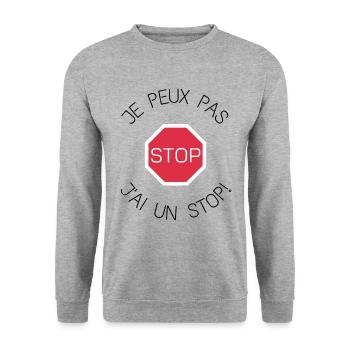 Je peux pas j'ai un stop! - Sweat-shirt Unisexe - gris chiné - Devant - Alina (178cm) & Michal (187cm)