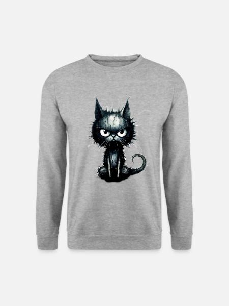Hässliche Katze - Unisex Pullover - Weißgrau meliert
