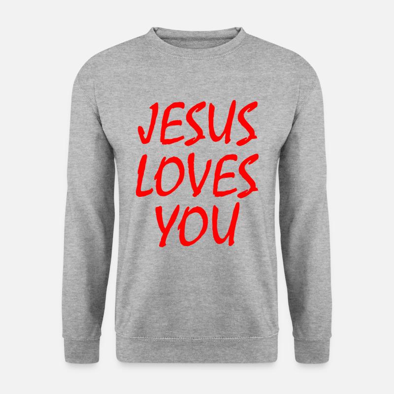 Jesus loves you - Unisex Pullover - Weißgrau meliert